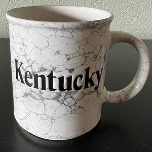 KENTUCKY Embossed Gray and White Marbleized Ceramic Mug